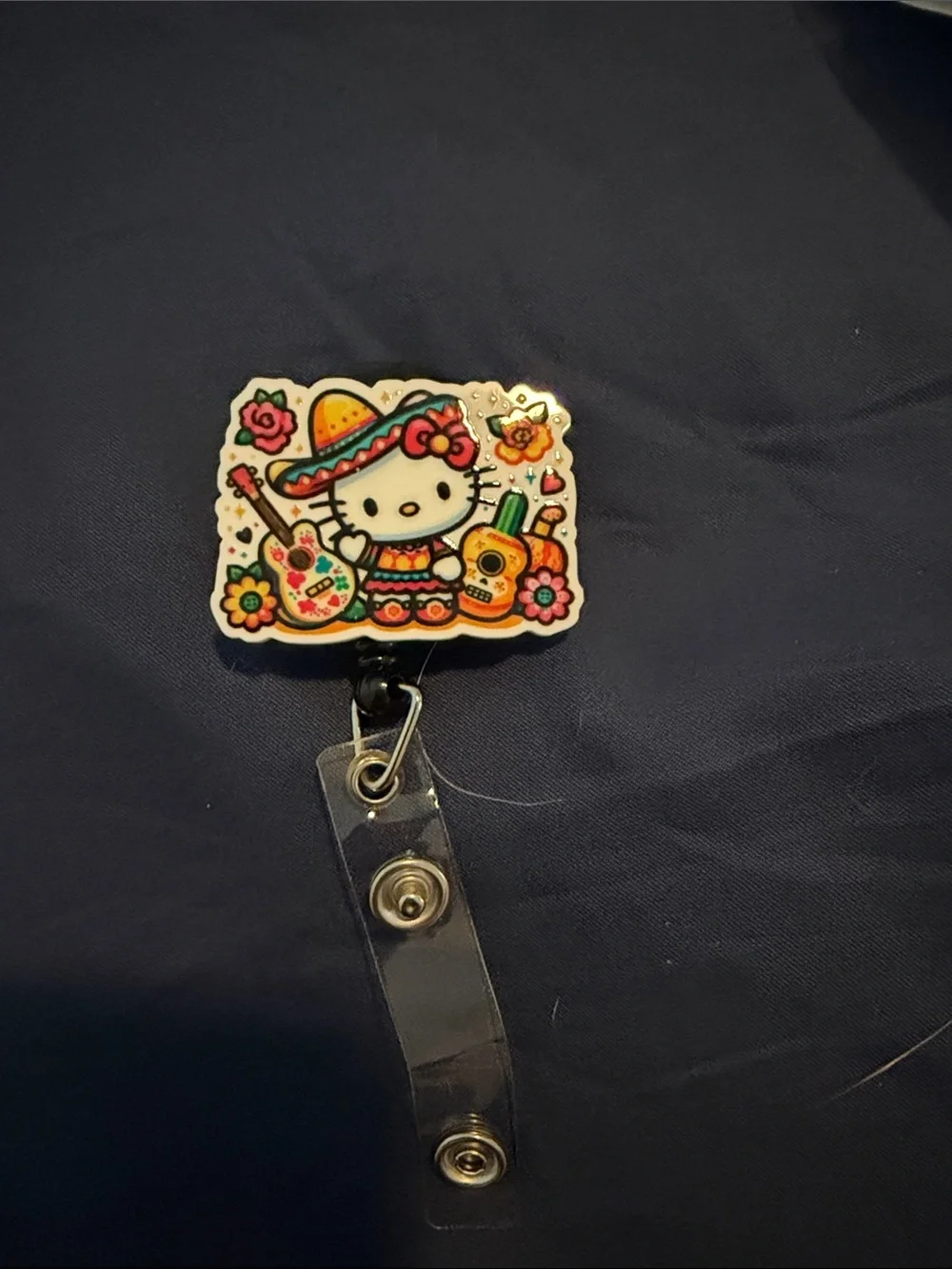 Hello Kitty Fiesta Badge Reel - Multi-Color Key & Card Holder